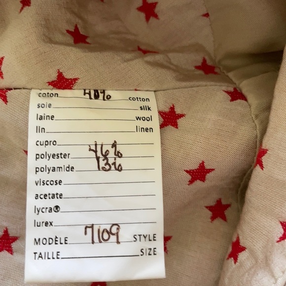 🇨🇦 Christian Chenail Satiny Cream Pencil Skirt With Red Stars, Size 6 - Picture 11 of 16